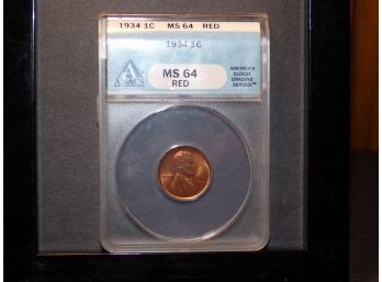 1934 Lincoln Wheat Cent ANACS MS 64 RED