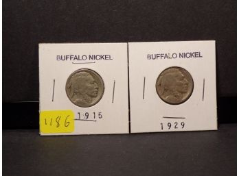 (2) Buffalo Nickels 1915 And 1929