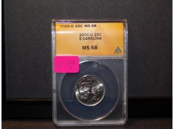 2000-D Quarter Dollar (S. Carolina) ANACS MS 68