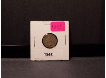 1865 Nickel 3 Cent Piece Lightly Circulated