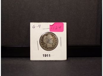 1911 Barber Silver Quarter Dollar