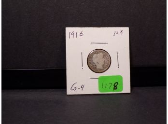 1916 Barber Silver Dime