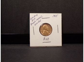 Error 1955 Lincoln Wheat Cent Double Die Obverse