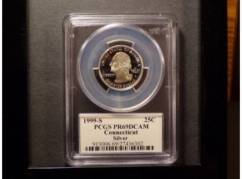 1999-S SILVER Quarter Dollar (Connecticut) PCGS PR69DCAM