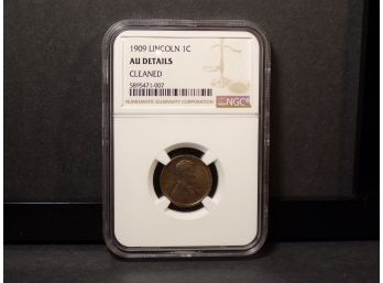 1909 Lincoln Wheat Cent NGC AU Details Cleaned