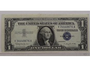 1957B $1 (One Dollar Blue Seal) Silver Certificate Lightly Circulated