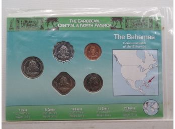 GEM Brilliant Uncirculated Bahamas Coin Set In Custom Holder, 5 Coins