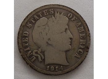 1914 Barber Silver Dime (Partial Liberty)