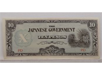 WWII 1942-1945 Japanese Government-10 Pesos 'Philippines' Crisp Uncirculated