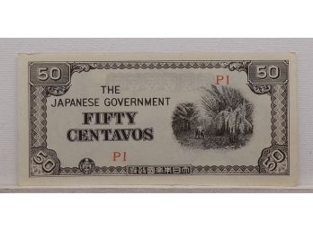 WWII 1942-1945 Japanese Government-50 Centavos 'Philippines' Crisp Uncirculated