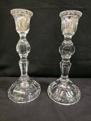 Pair Of Large Crystal Candle Stick Holders