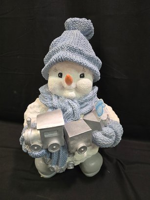 Blue And White Resin Snow Man