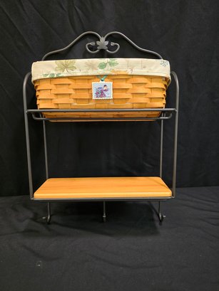 Longaberger Envelope Basket In Wrought Iron Rack W/ Shelf