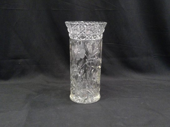 Vintage Pressed Glass Vase With Cut Flowers
