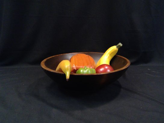 Primitive Carved Wooden Fruit And Bowl