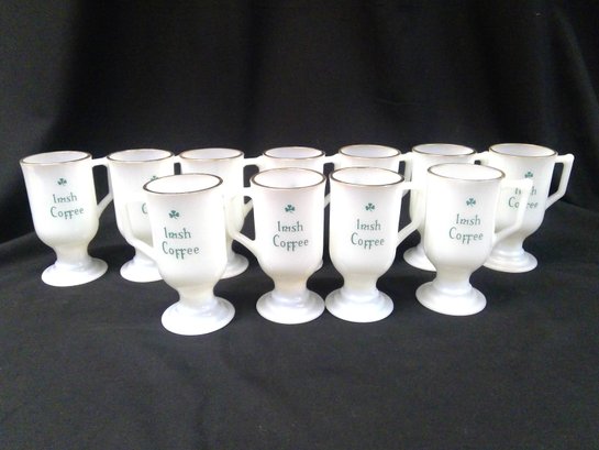 11 Vintage  Milk Glass Irish Coffee Footed Cups