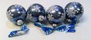 4 Piece Set Blue & Silver Snowflake Ball Ornaments