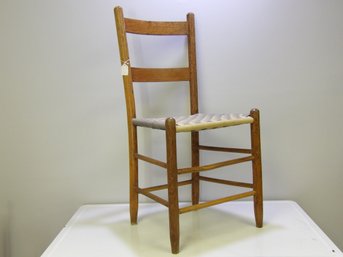 Vintage/ Antique Cream And Gray Woven Seat Chair