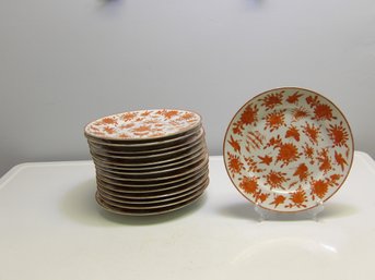 Orange Patterned Dinner Plates 10'