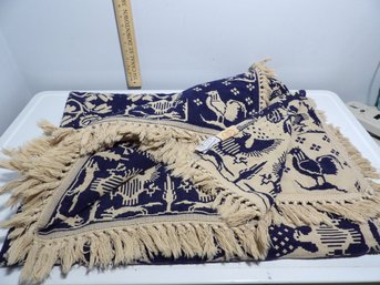 Blue And White Bates Reproduction Blanket With Rooster