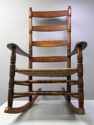 Vintage Ladder Back Woven Seat Rocker