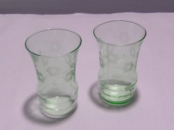 Green Etched Waterglasses