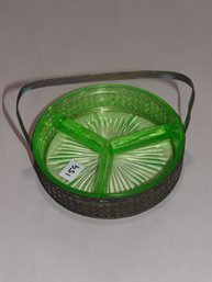 Green Depression Glass Divided Dish