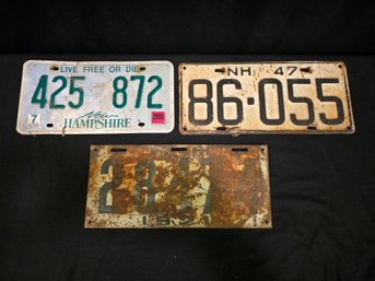 (3) Assorted NH License Plates