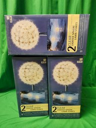 3 Sets Of 2 NIB W/ Undisturbed Packaging Clear Lighted Sphere Lawn Stakes Christmas Decorations