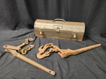 2  Lever Chain Binders With Vintage Craftsman Toolbox With Tools