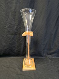 Vintage Yard Ale Craft Beer Glass With Wood Stand