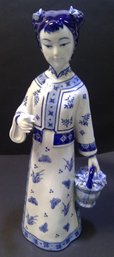 Blue & White Porcelain Female Statue
