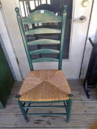 Vintage Green Wicker Seat Chair