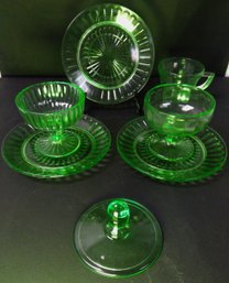Mixed Lot Of Green Uranium Depression Glass