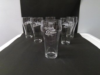 Set Of 6 Vintage Style Glass Coke Glasses