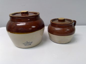 2 Vintage Bean Pots