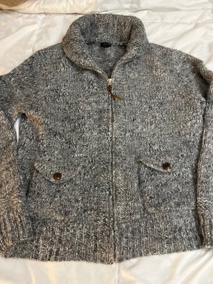 J Crew Size Medium Zipper Grey Marbled Sweater