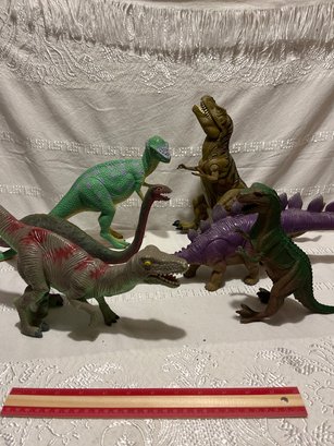 Vintage Lot Of 6 Dinosaurs Various Sizes From 5 In To 11 In