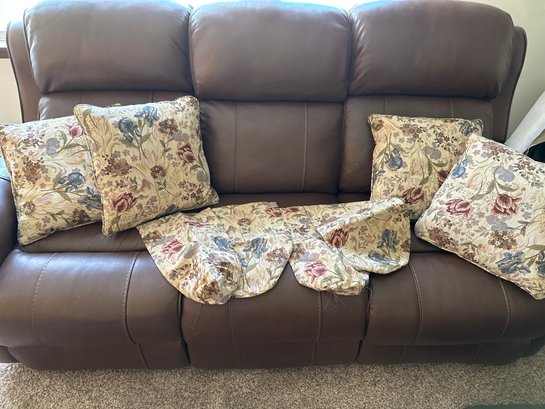 Set Of Four Floral Throw Pillows Plus 4 Arm Rest Covers