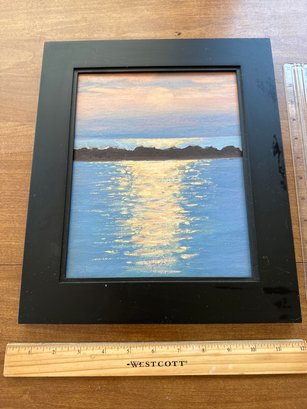 Original Sea Sunset Oil Painting On Board Framed
