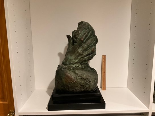 Large Auguste Rodin 'Hand Of God' Sculpture On Spinning Base