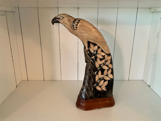 Carved Sculpture Large Horn Sculpture Parrot
