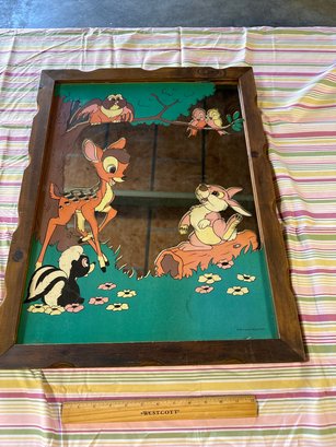 Vintage Bambi Reverse Painted Wall Mirror