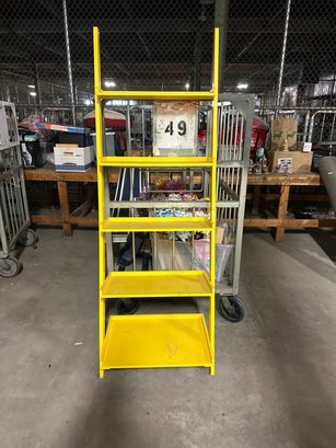 72 X 35 X 16  Yellow Leaning Shelf Wooden Ladder Bookshelf Rack Bookcase Planter Stand