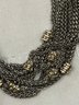 Ladies Multi Strand Silver Gold Rhinestone Statement Necklace
