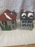 Lot Of 2 6 In Tall Village Porcelain Lighted Christmas Houses