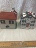 Lot Of 2 6 In Tall Village Porcelain Lighted Christmas Houses