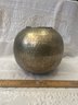 7 1/2 In Tall Gold Silver Punched Metal Vase