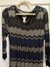 Cache Ladies Black White Navy Size L LIGHTWEIGHT SWEATER DRESS Fully Lined