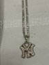 Sterling Silver Chain Necklace And Yankees Charm Needs Repair